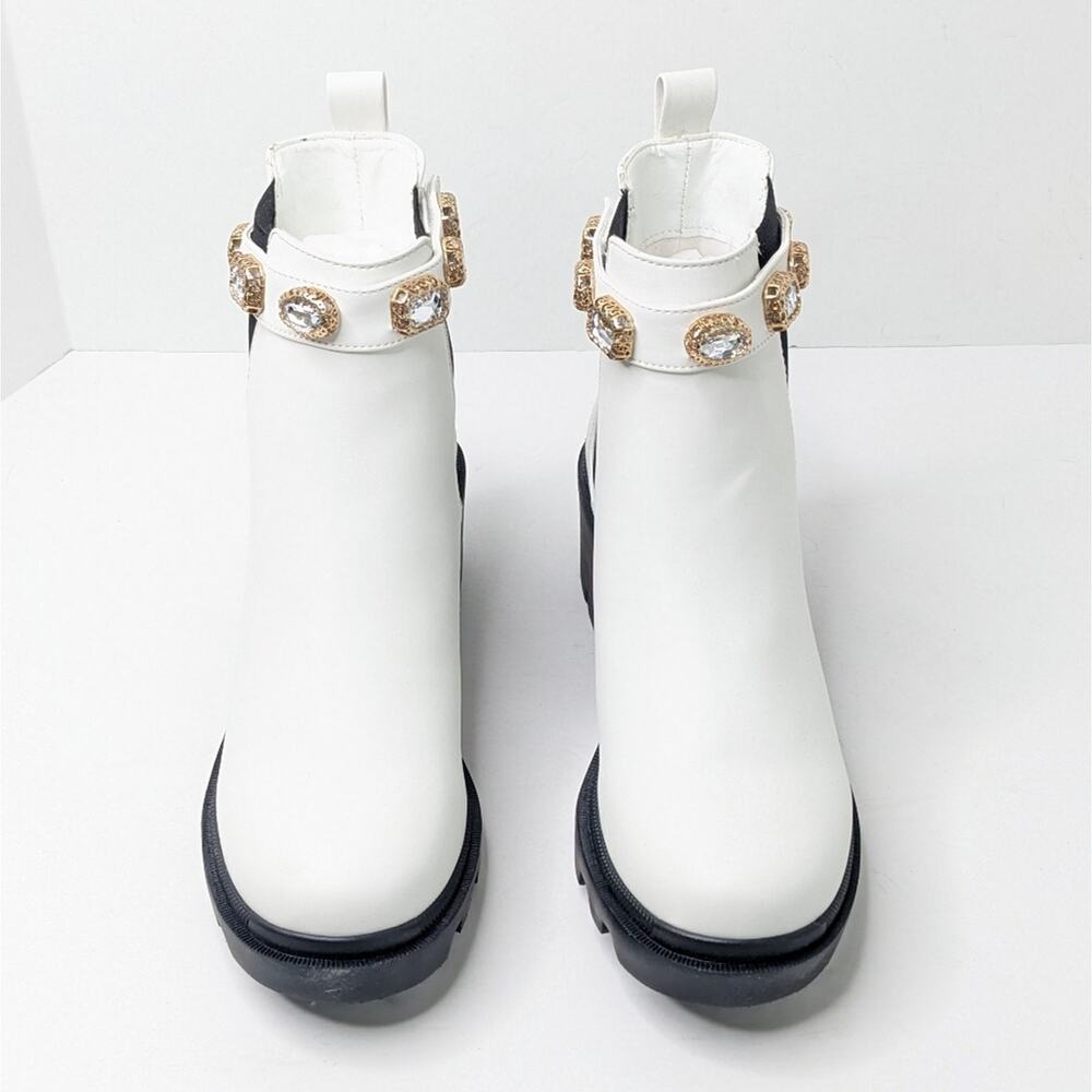 Steve Madden Amulet Chelsea Boots, White, Women's 8.5 - Picture 3 of 7